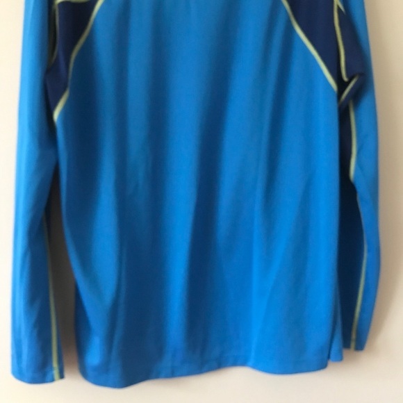 Patagonia Blue Neon Yellow Men’s Active Wear Wicking Outdoor Long Sleeve Shirt - Picture 7 of 10